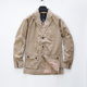 休闲西装 男装 外套春秋西服美式 卡其纯棉水洗毛边做旧工装 复古大码