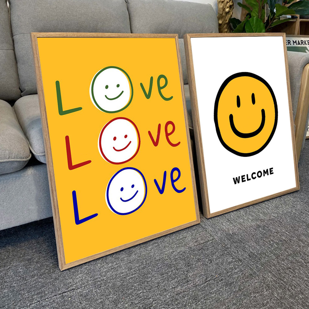 韩国ins治愈好心情可爱笑脸快乐装饰画民宿照道具背景海报挂画