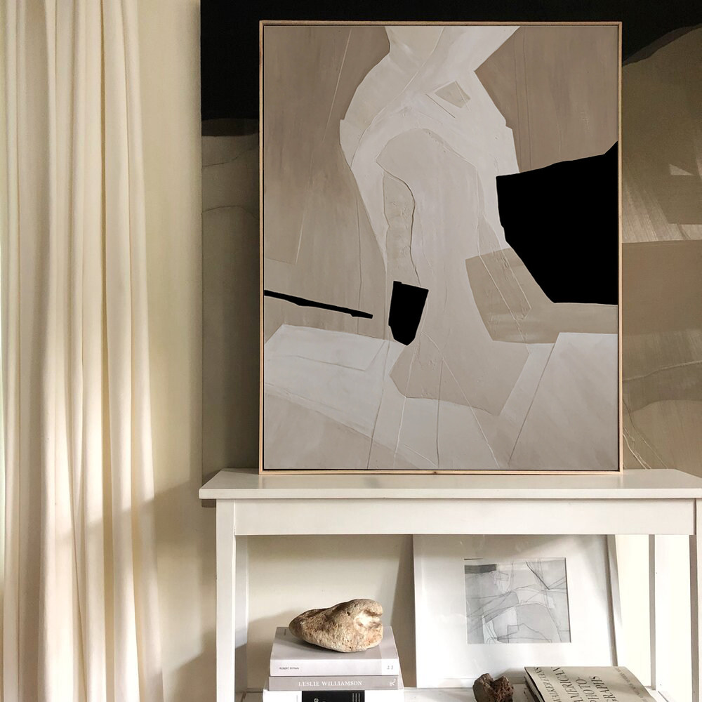 《北岛》客厅侘寂风黑白落地挂画玄关餐厅装饰画创意抽象壁画