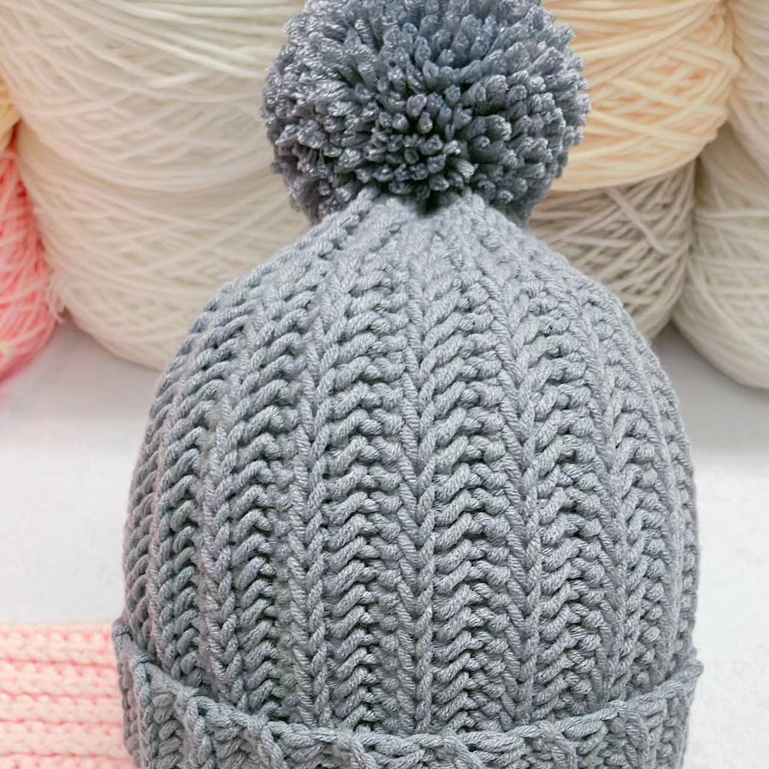 桔梗花鱼骨帽手工编织情人棉