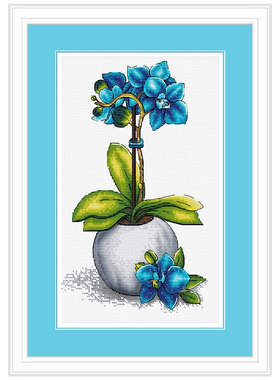 小小鱼DMC绣线十字绣套件  B1641蓝色水仙 简约手工刺绣花卉植物