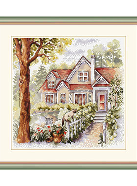 小小鱼DMC绣线十字绣套件 C1631森林木屋 田园风景精准印花