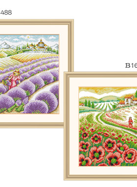 小小鱼DMC绣线卡通十字绣套件 B1488-1630薰衣草花园田园风景