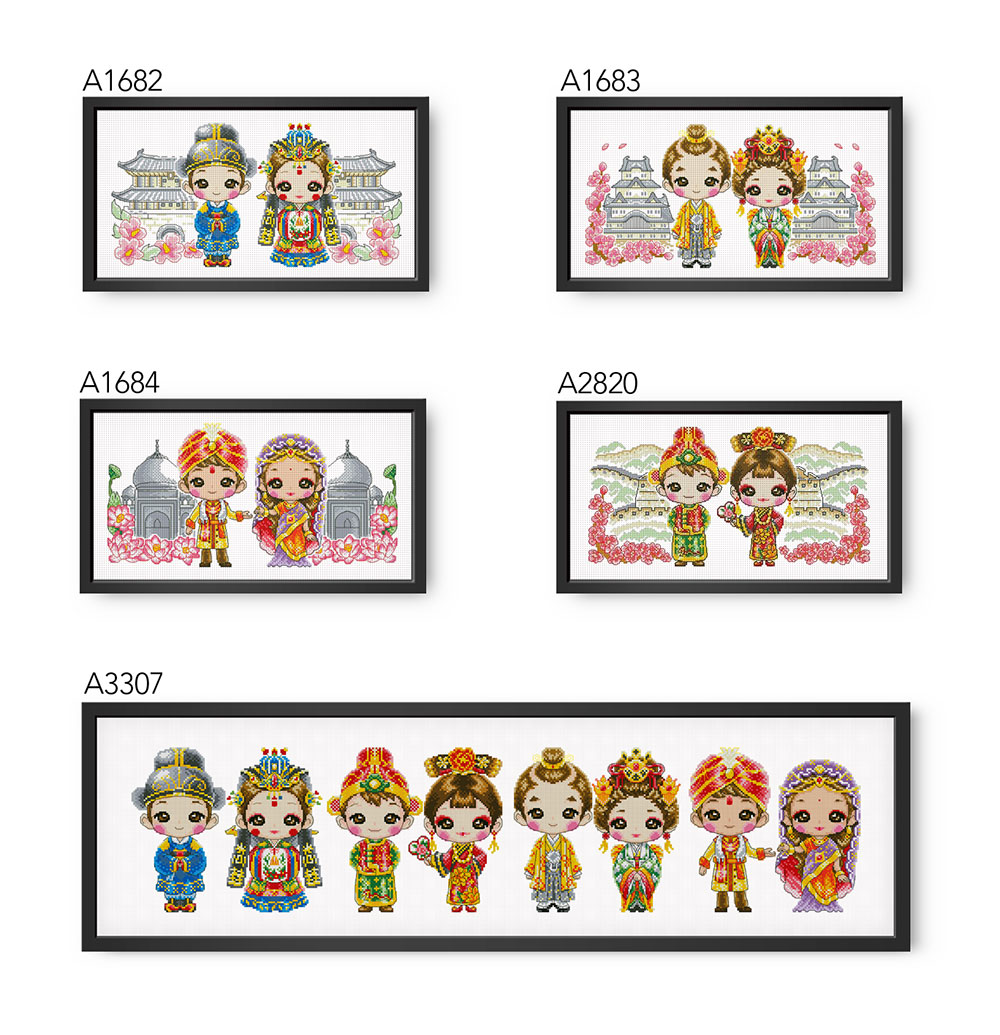 小小鱼DMC绣线十字绣套件  A1682-3307卡通婚礼新人娃娃印布多款