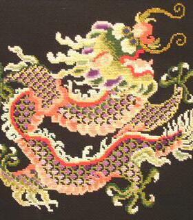 小小鱼DMC绣线十字绣套件 G096彩龙飞舞黑色绣布手工刺绣