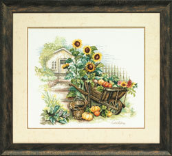 小小鱼DMC绣线十字绣套件 C092风景南瓜车印花LAN系列