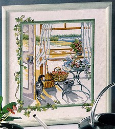 皇冠 小小鱼DMC绣线十字绣套件 C221风景【阳台风景】