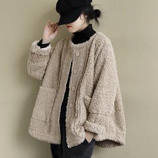 显瘦拼接蕾丝花边皮毛一体棉衣夹克 时尚 羊羔毛外套女秋冬新款 大码