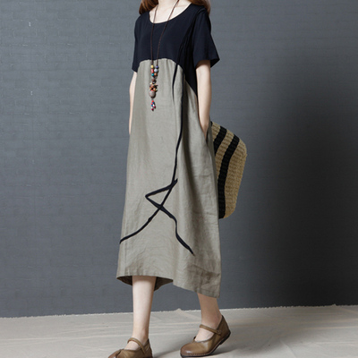 棉麻连衣裙夏季2023新款宽松韩版