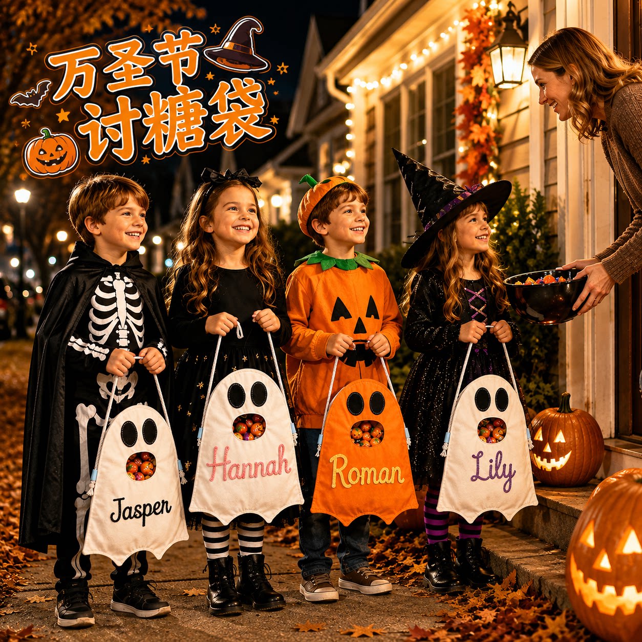 万圣节讨糖袋南瓜幽灵糖果袋halloween装饰儿童道具袋子礼物装扮