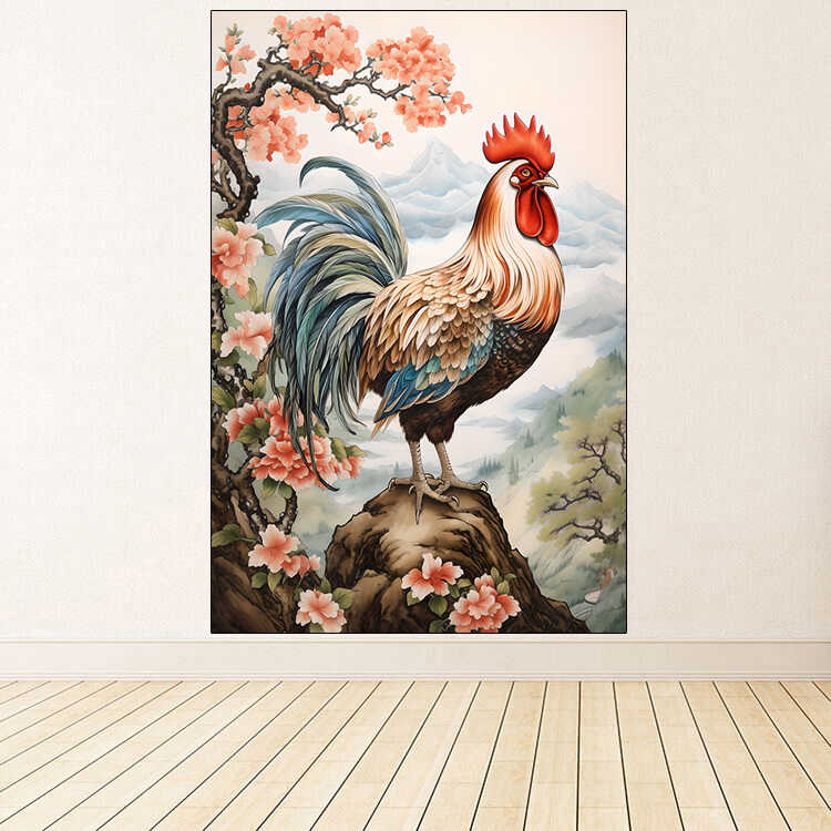 大公鸡贴画金鸡报晓招财画雄鸡图富贵吉祥玄关生肖图客厅装饰年画图片
