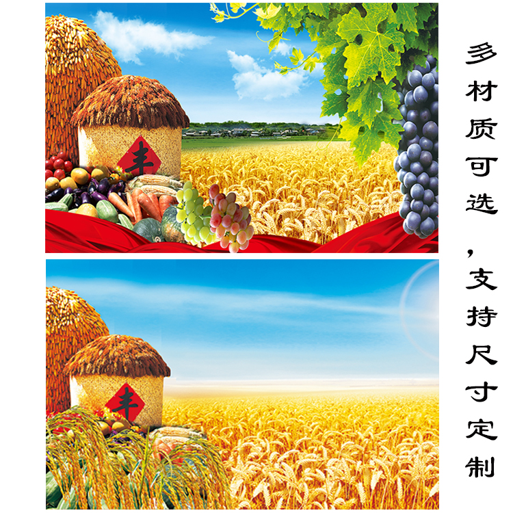 丰收壁画五谷丰登自然风景麦田麦穗装饰贴画水果蔬菜餐厅客厅挂画图片
