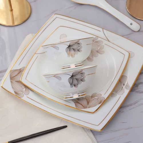 【描金天使之星】景德镇骨瓷碗碟盘组合家用高档骨瓷餐具轻奢金边