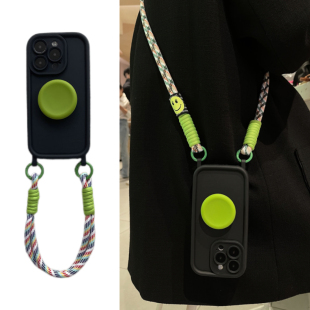 斜挎适用苹果15/16手机壳简约高级纯色17iphone13promax12双挂孔保护壳防摔12硅胶8P软11万能背带挂绳14手提