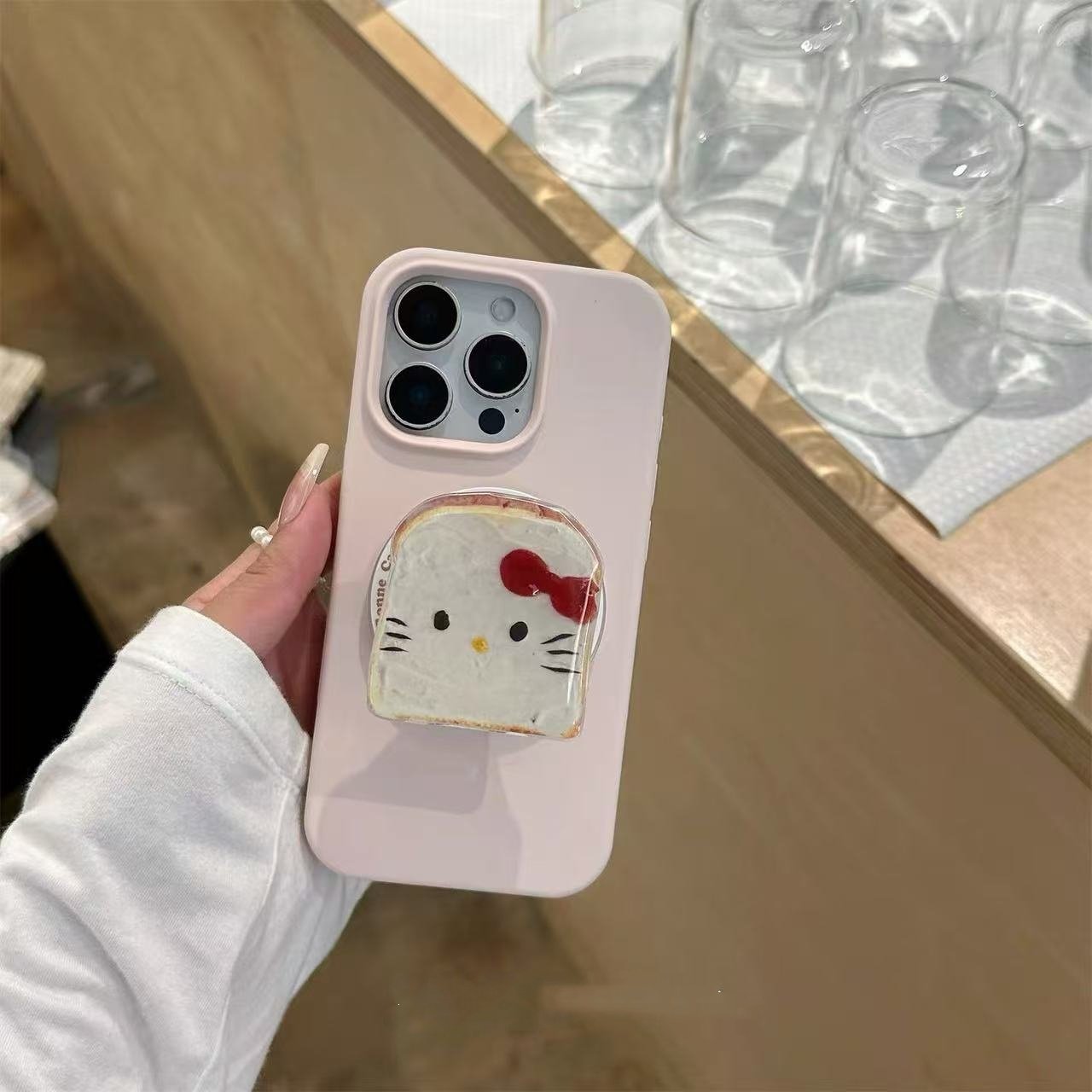 可爱粉色吐司Kitty磁吸支架手机壳17promax全包AI按键适用苹果15promax/13新款iPhone16液态硅胶壳