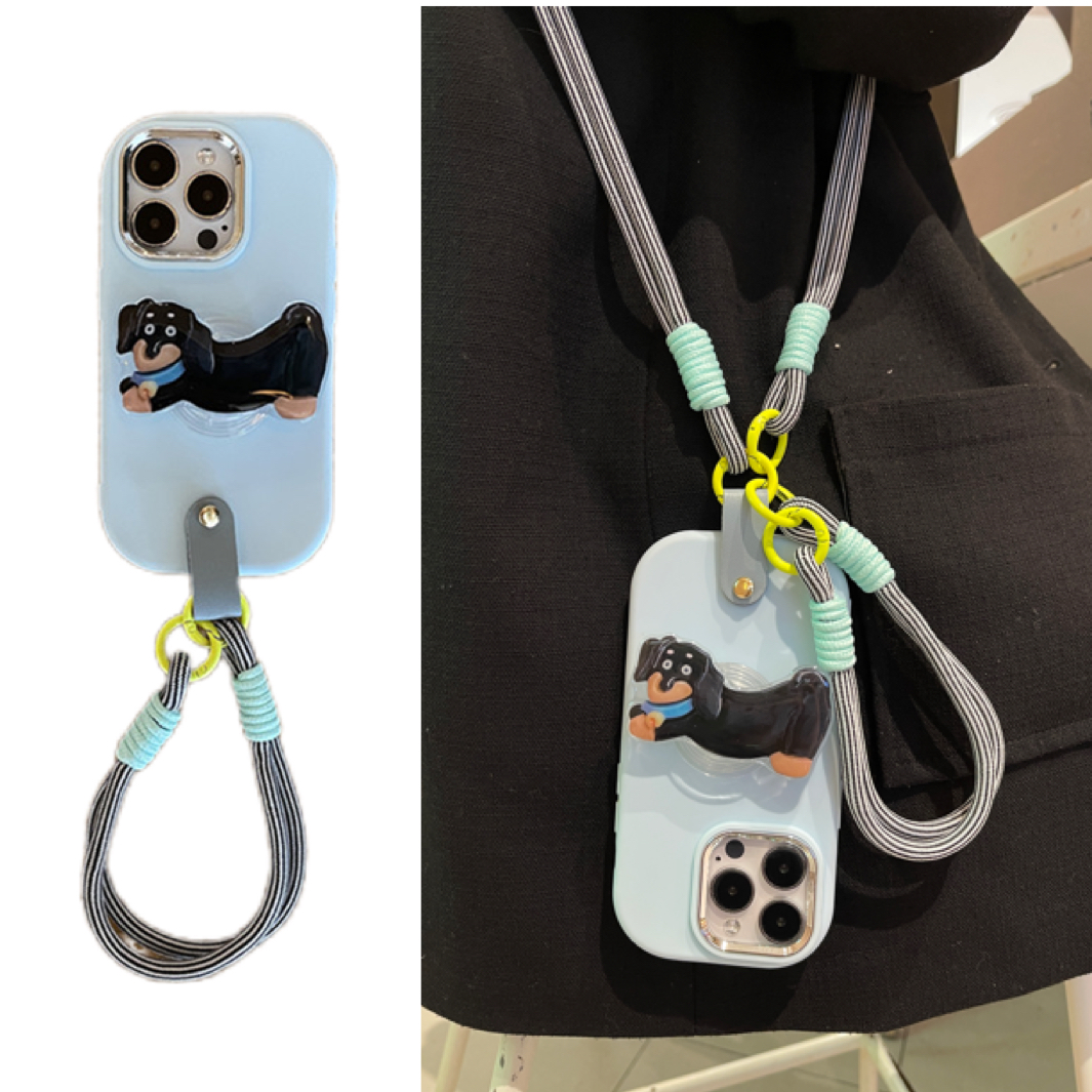 苹果15软胶腊肠狗支架斜挎