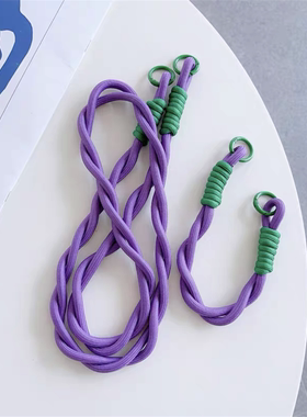 斜挎手机挂绳可背紫色麻花编织绳旅游神器结实耐用背带小众手提