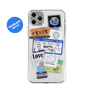 透明手機(jī)殼軟 適用于蘋果15iphone16ProMax re13 RichBlack原創(chuàng)登機(jī)牌拼貼彩繪