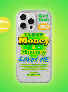 MythiCase by RICHBLACK MLM绿桃心 锡箔闪粉透明手机壳 适用于iPhone17/17Pro/17ProMax