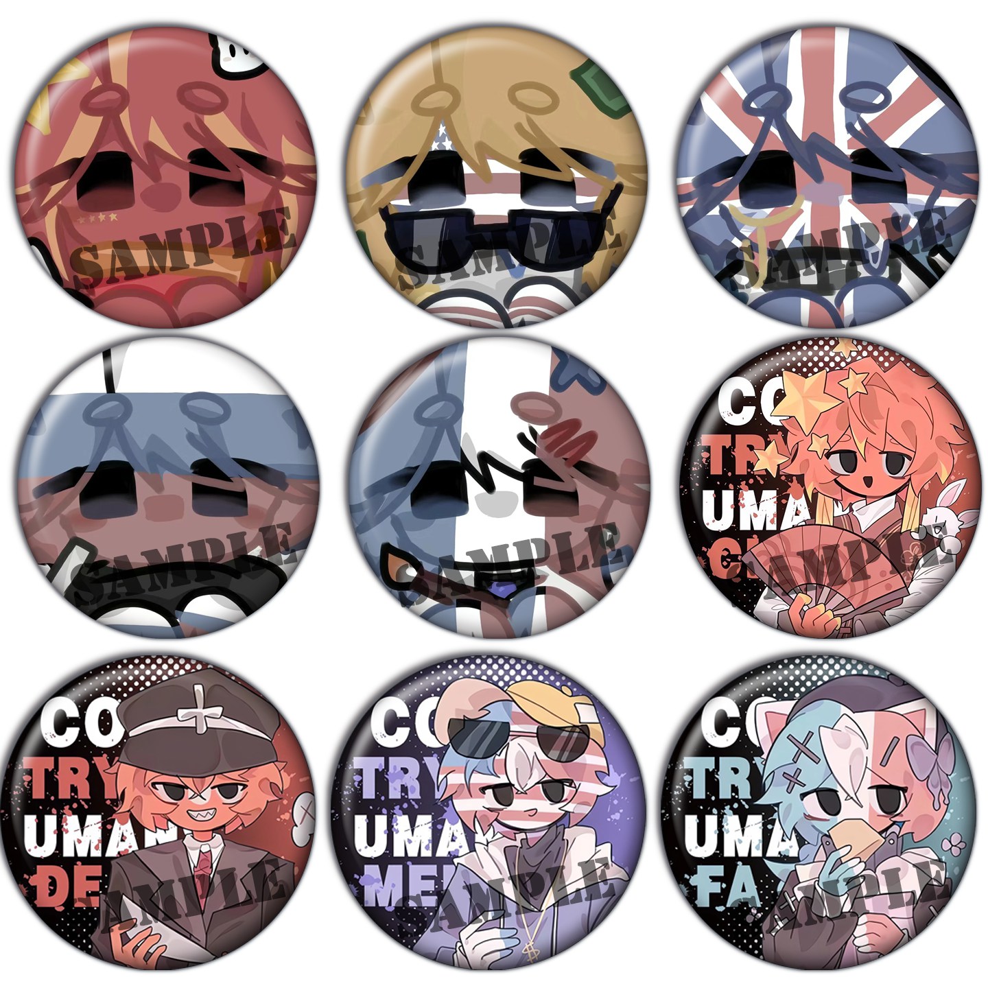 ch国拟五常吧唧动漫镭射谷子胸针无料胸章瓷美盲盒同人徽章周边A