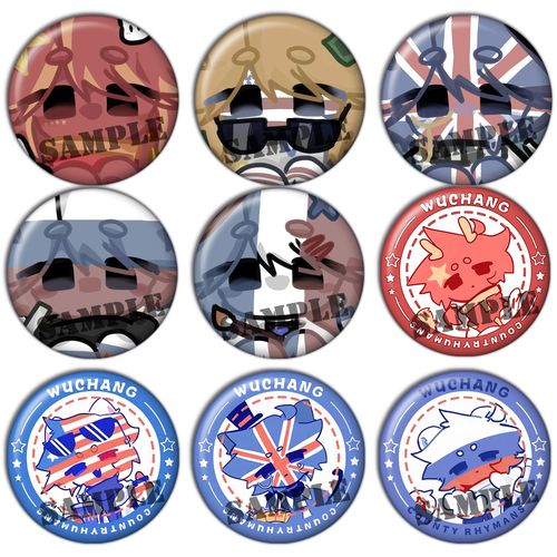 ch国拟五常吧唧动漫镭射谷子胸针无料胸章瓷美盲盒同人徽章周边A