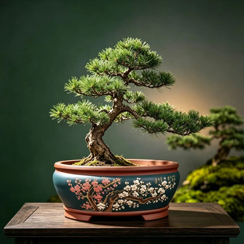 紫砂花盆椭圆形大号点彩老桩造景花盆梅花榕树花盆陶瓷盆栽绿植盆