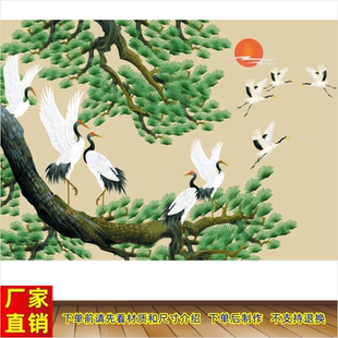 松鹤延年仙鹤福寿祥瑞长寿图海报客厅走廊卧室装饰画墙贴松鹤图