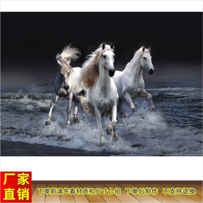 奔腾骏马图客厅走廊装饰画马到成功海报画沙发背景墙壁画动物图