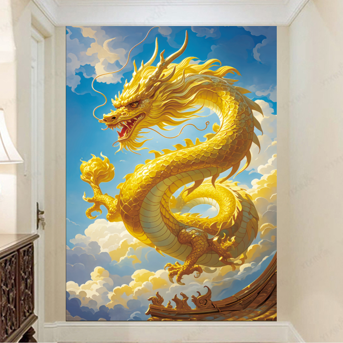金色龙中国龙东方神龙装饰画客厅儿童房柜门墙贴画生肖龙招财画,家居饰品,现代装饰画,淘宝优惠券,粉丝福利购,淘宝优惠卷