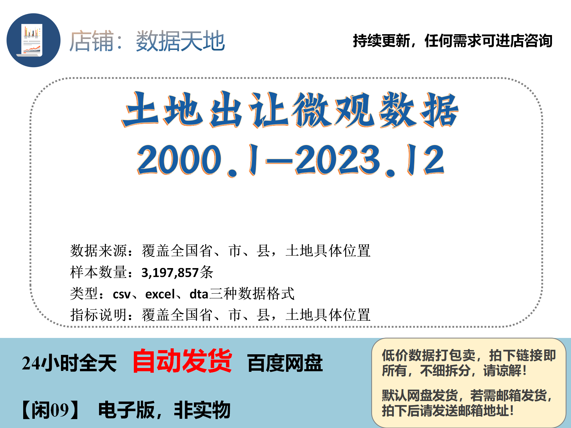 土地出让土地交易高频交易全国微观数据2000-2023.12最新数/整19