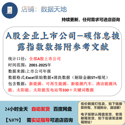 【2025】A股企业上市公司-碳信息披露指数数据2001-2025年