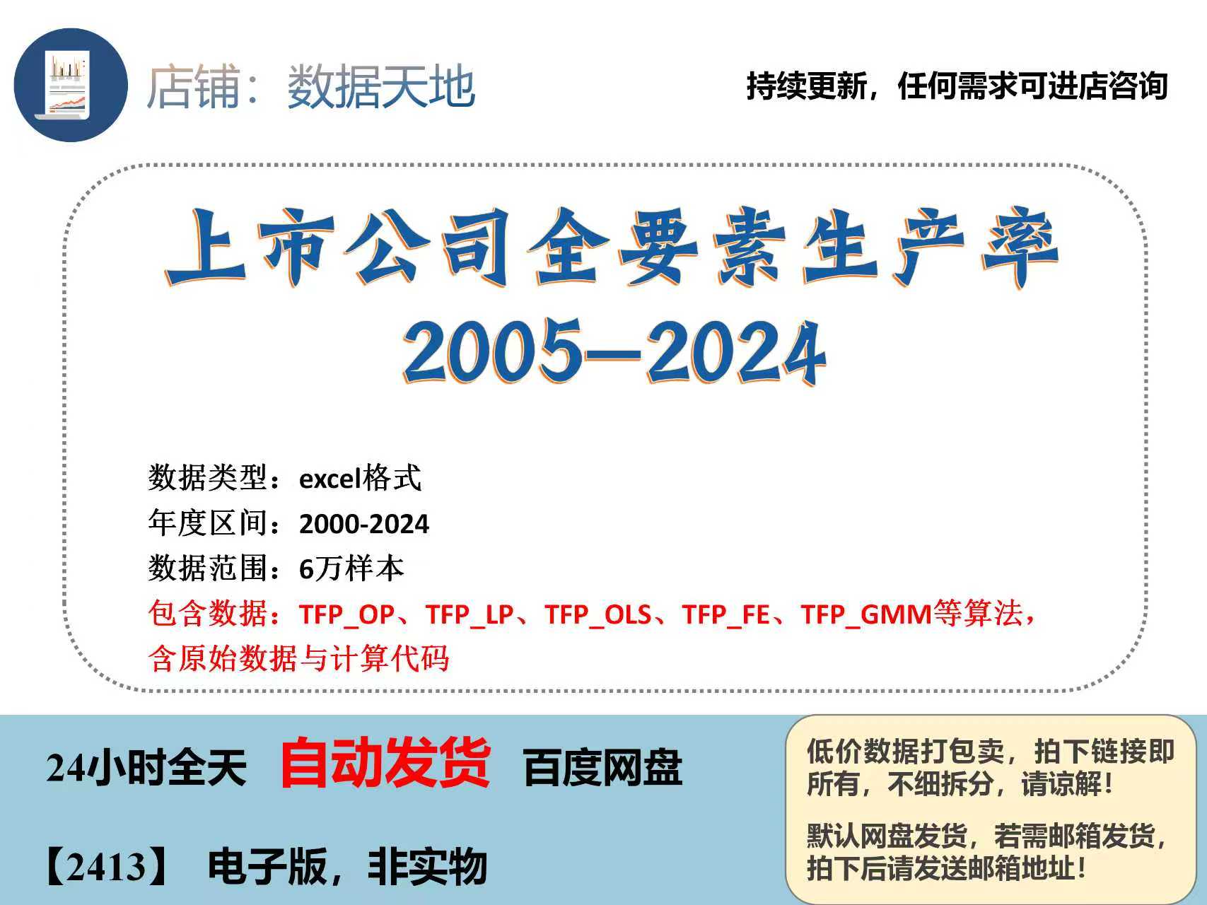 【2024】上市公司全要素生产率测度数据含计算过程原始数据