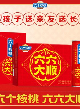 【年货礼盒+赠礼袋】六个核桃旗舰店240ml*16罐植物蛋白饮料整箱