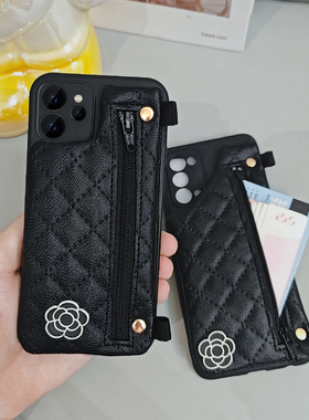 夏季小香风适用OPPOReno14/13手机壳A97/A96/A95多功能零钱包A58/A1A3XA2MA5pro斜挎链条全包防摔K9S硅胶软壳