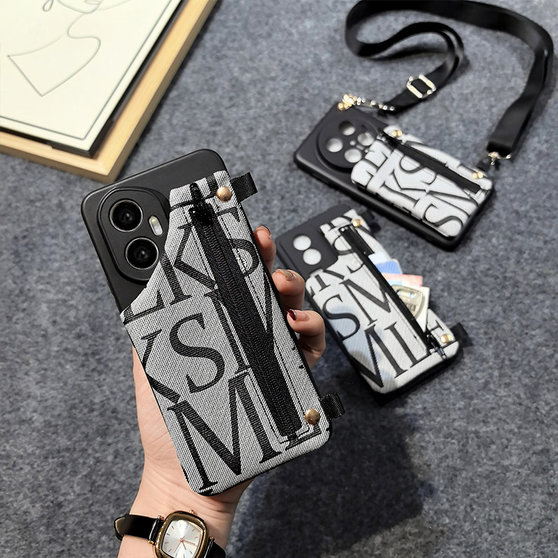 新款潮流字母零钱包适用OPPOA58x手机壳Reno15/14pro防摔硅胶A2A3X斜挎绳子A97/A72/A57/A55通用K11x保护皮套