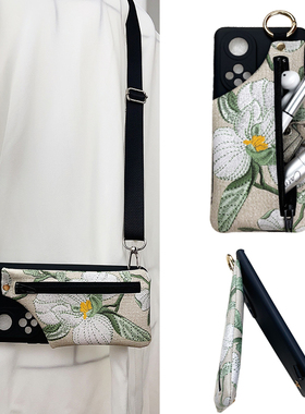 夏季小清新款零钱包适用OPPOA58x手机壳A2MA3XA5pro斜挎背带绳子Reno13/12全包A57/A97防摔硅胶软壳K9S保护套