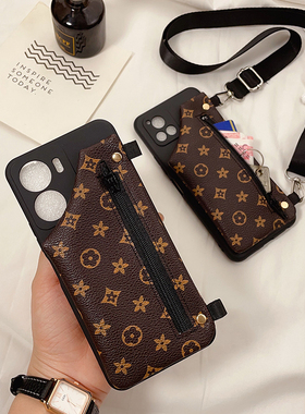 老花便携小零钱包适用OPPOA58x手机壳Reno14/13pro防摔硅胶壳A5X斜挎背绳子A97/A72/A57/A55通用K13x保护皮套