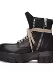 New Genuine Leather Boots for Men, Short Boots, High-Top British Style Retro Martin Boots, Men's Thick-Soled Height-Increasing Combat Boots, Trendy