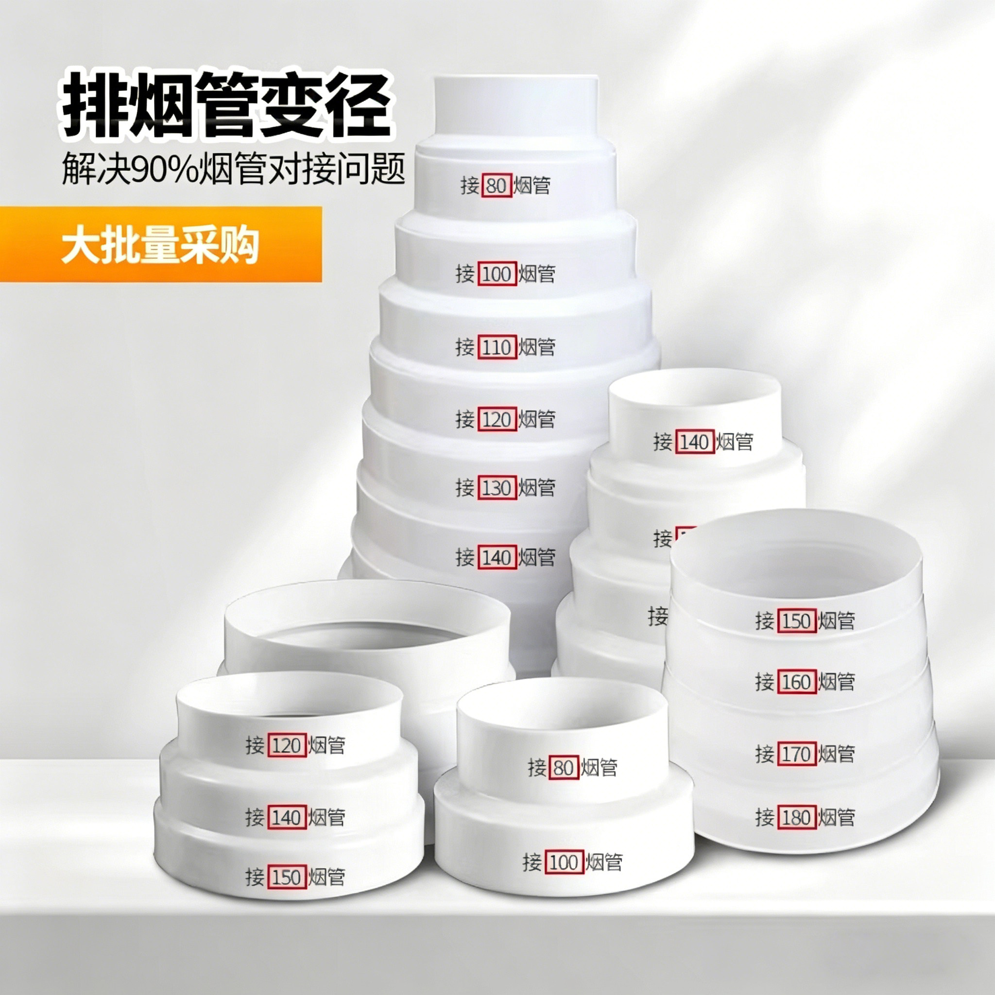 软管变径接头抽油烟机大小转换异径排风气套管道止逆阀塑料变径圈