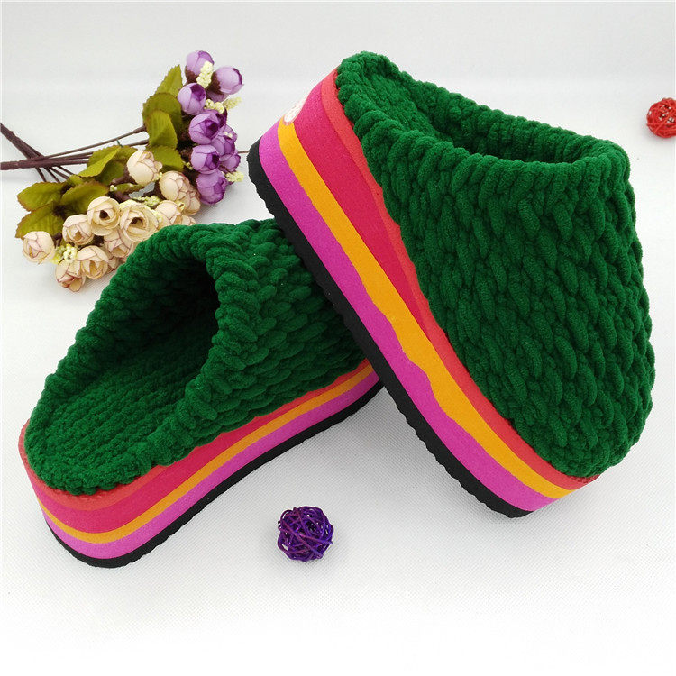 居家毛线坡跟拖鞋纯手工编织女士高跟防滑防潮冬季保暖厚透气包邮在类目 女鞋, 拖鞋中 - 来自Buy2taobao.com提供专业的淘宝代购服务