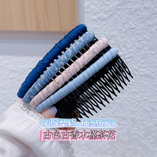 加厚质感「茶布艺」手工发梳莫奈花园碎发梳刘海梳发卡后脑勺插梳