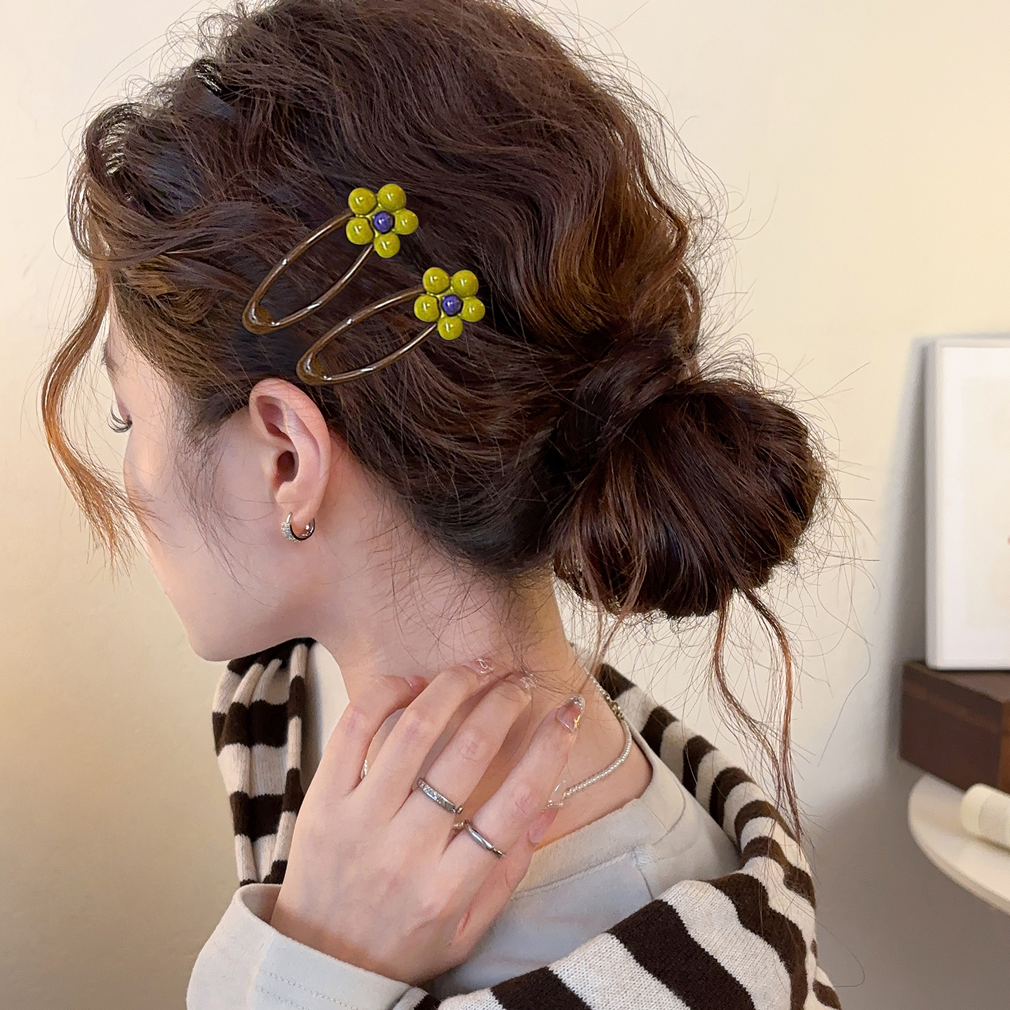 甜美可爱花朵bb夹韩系侧边刘海夹