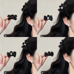黑色蝴蝶结发夹女前额侧边刘海夹气质公主头小抓夹女2025新款发卡