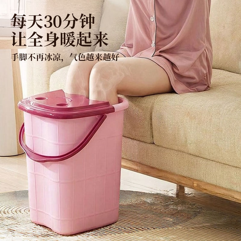 泡脚桶塑料过膝高深桶家用按摩泡脚盆过小腿足浴盆恒温洗脚桶冬天