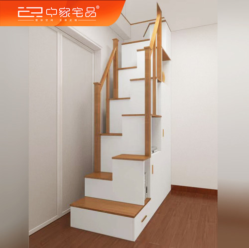 错步楼梯红橡木洞口极小梯柜衣柜