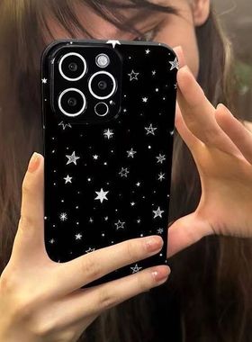 ins黑夜艺术星星苹果15/14手机壳iPhone13/12/11软壳xs/xr简约78p