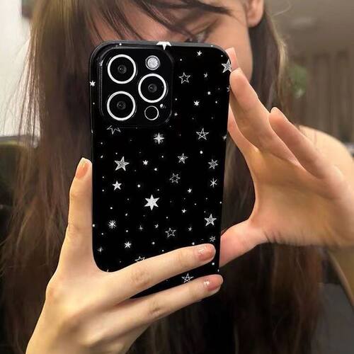 ins黑夜艺术星星苹果15/14手机壳iPhone13/12/11软壳xs/xr简约78p