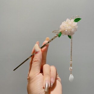 2024水晶串珠古风宫廷流苏发簪超仙花朵盘发钗新中式 步摇汉服簪子