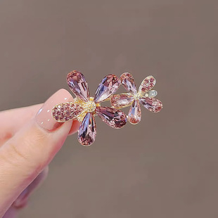 高端刘海夹子头饰气质花朵鸭嘴夹一字夹精致侧边发卡少女边夹发饰