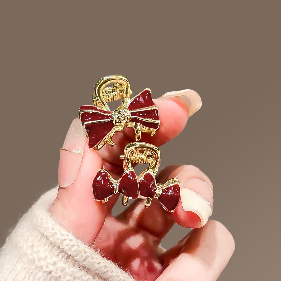 新款刘海碎发夹子顶夹小号发卡对夹新年红色蝴蝶结公主头小抓夹女